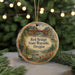 A round ornament with a scenic landscape featuring a bridge, river, and pine trees, with the text "Red Bridge State Wayside, Oregon" displayed prominently.