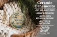 Ceramic ornaments, featuring a round ornament with a scenic image of Reelfoot Lake State Park, Tennessee, hanging from a wicker basket.