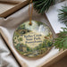 A decorative ornament with a scenic image of Ridley Creek State Park, Pennsylvania, hanging from a string.