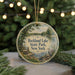 A round ornament with a scenic image of Rockland Lake State Park, New York, featuring a bench, a bird, and a lake.