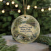 A round ornament with a scenic image of Sadlers Creek State Park, South Carolina, featuring a heron and a waterfall.