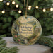 A round ornament with a scenic image of Salt Springs State Park, Pennsylvania, featuring a waterfall, a house, and a path.