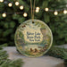 A round ornament with a scenic image of Silver Lake State Park, New York, featuring a lake, mountains, and a cabin.