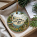 A decorative ornament with a lighthouse and a scenic landscape, featuring the text "South Bass Island State Park, Ohio" on it.