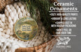 Ceramic ornaments, featuring a detailed illustration of Sully Creek State Park, North Dakota, hanging from a wicker basket.