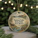 A round ornament with a scenic image of a lake and mountains, along with the text "Summer Lake State Park, New Mexico".
