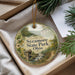 A decorative ornament with a scenic landscape of Sycamore State Park, Ohio, featuring a bridge and waterfall.