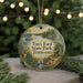 A round ornament with a scenic image of Tim's Ford State Park, Tennessee, featuring a lake, a cabin, and a deer.