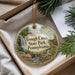 A round ornament with a scenic image of a waterfall and a bird, along with the text "Tough Creek State Park, Pennsylvania".