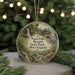 A decorative ornament featuring a scenic image of Twin Falls Resort State Park in West Virginia, with a waterfall and a building in the background.
