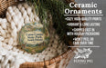Ceramic ornaments, featuring a detailed illustration of Union County State Park, South Dakota, hanging from a wicker basket.