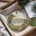 A decorative ornament with a scenic landscape of Victoria Springs State Recreation Area, Nebraska, featuring a waterfall, pine trees, and wildflowers.