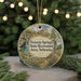 A round ornament with a scenic illustration of Victoria Springs State Recreation Area in Nebraska, featuring a waterfall, a building, and greenery.