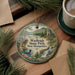 A decorative ornament featuring a scenic landscape of Waddeh State Park, New Hampshire, with a waterfall and pine trees.