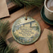 A round ornament with a scenic image of a bridge and trees, along with the text "Walkway Over the Hudson State Historic Park, New York".