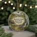 A round ornament with a scenic image of a forest and a waterfall, featuring the text "Warrior's Path State Park, Tennessee".