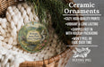 Ceramic ornaments, featuring a scenic image of Watoga State Park, West Virginia, hanging from a wicker basket.