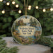 A circular ornament featuring a scenic image of Wellesley Island, New York, with a castle and a lake in the background.