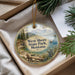 A decorative ornament with a scenic landscape of mountains, pine trees, and a lake, featuring the text "West Shore State Park, Montana" on it.