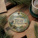 A decorative ornament featuring a scenic landscape of White Lake State Park, New Hampshire, with pine trees and a bridge in the background.