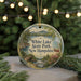 A decorative ornament featuring a scenic landscape of White Lake State Park, New Hampshire, with a bridge and trees in the background.