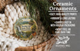 Ceramic ornaments, featuring a round ornament with a scenic image of Pennsylvania State Park, Pennsylvania, hanging from a wicker basket.