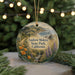 A round ornament with a scenic landscape of mountains, trees, and a river, featuring the text "Andrew Moles Park, California" on it.