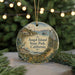 A decorative ornament featuring a scenic view of Angel Island, California, with a bridge and other landmarks in the background.
