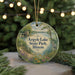 A round ornament with a scenic view of Argyle Lake State Park, Illinois, featuring a bird, flowers, and a path.