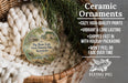 Ceramic ornaments, featuring a round ornament with a picture of a pig and the text "Big Bone Lick State Historic Site, Kentucky" and a description of the ornament's features.