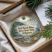 A decorative ornament with a scenic image of Bull Shoals-White River State Park, Arkansas, hanging from a string.