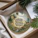 A decorative ornament with a scenic image of a deer, a bridge, and a house, along with the text "Cambridge Junction Historic State Park, Michigan".