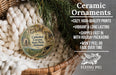 Ceramic ornaments, featuring a detailed image of Cathedral Caverns State Park, Alabama, hanging from a wicker basket.