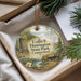 A decorative ornament with a scenic landscape of huntington state park, Connecticut, featuring a castle, trees, and a river.