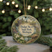 A round ornament with a scenic landscape of Dodge No. 4 State Park, Michigan, featuring a waterfall, pine trees, and a lake.