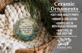 Ceramic ornaments, featuring a round ornament with a scenic image of Edward Ball Wakula Springs State Park, Florida, hanging from a wicker basket.