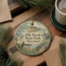 A round ornament with a scenic landscape of Elk Neck State Park, Maryland, featuring a bird, deer, and a body of water.