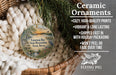 Ceramic ornaments, featuring a scenic landscape of Emerson Bay State Recreation Area, Iowa, hanging from a wicker basket.