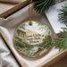 A decorative ornament with a scenic landscape of Ferne Clyffe State Park, Illinois, featuring a river, mountains, and greenery.