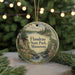 A round ornament with a scenic landscape of a lake, forest, and waterfall, featuring the text "Flandbrau State Park, Minnesota" on it.