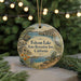 A round ornament with a scenic illustration of a lake and surrounding landscape, featuring text that reads "Folsom Lake State Recreation Area, California".