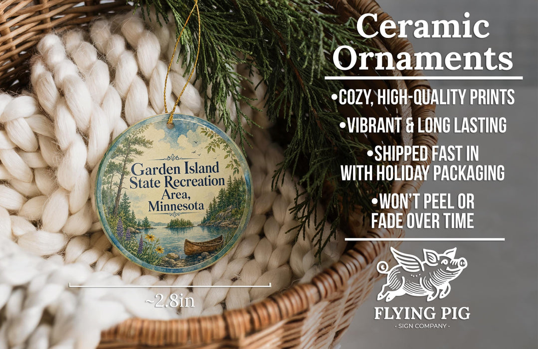 Ceramic ornaments, a wicker basket, and a pine branch are featured in the image.