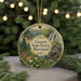 A round ornament with a scenic forest landscape and a waterfall, featuring the text "GARRETT STATE FOREST, MARYLAND" in the center.