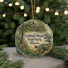 A round ornament with a scenic illustration of Gebhard Woods State Park, Illinois, featuring a deer, trees, and flowers.