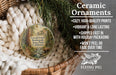 Ceramic ornaments featuring a scenic image of Grizzly Creek and Redwoods State Park, California, hanging from a wicker basket.