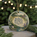 A round ornament with a scenic landscape of Hadham Meadows State Park, Connecticut, featuring a barn, trees, and a river.