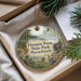 A decorative ornament with a scenic image of a forest and a body of water, along with the text "Hampton Ponds State Park, Massachusetts".