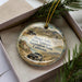A round ornament with a picture of a jeep and a mountain landscape, along with text that reads "Hungry Valley State Vehicular Recreation Area, California".