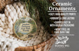 Ceramic ornaments, featuring a detailed image of Jonathan Dickinson State Park, Florida, hanging from a wicker basket.