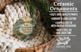 Ceramic ornaments, featuring a scenic image of Lake Dardanelle State Park, Arkansas, hanging from a wicker basket.